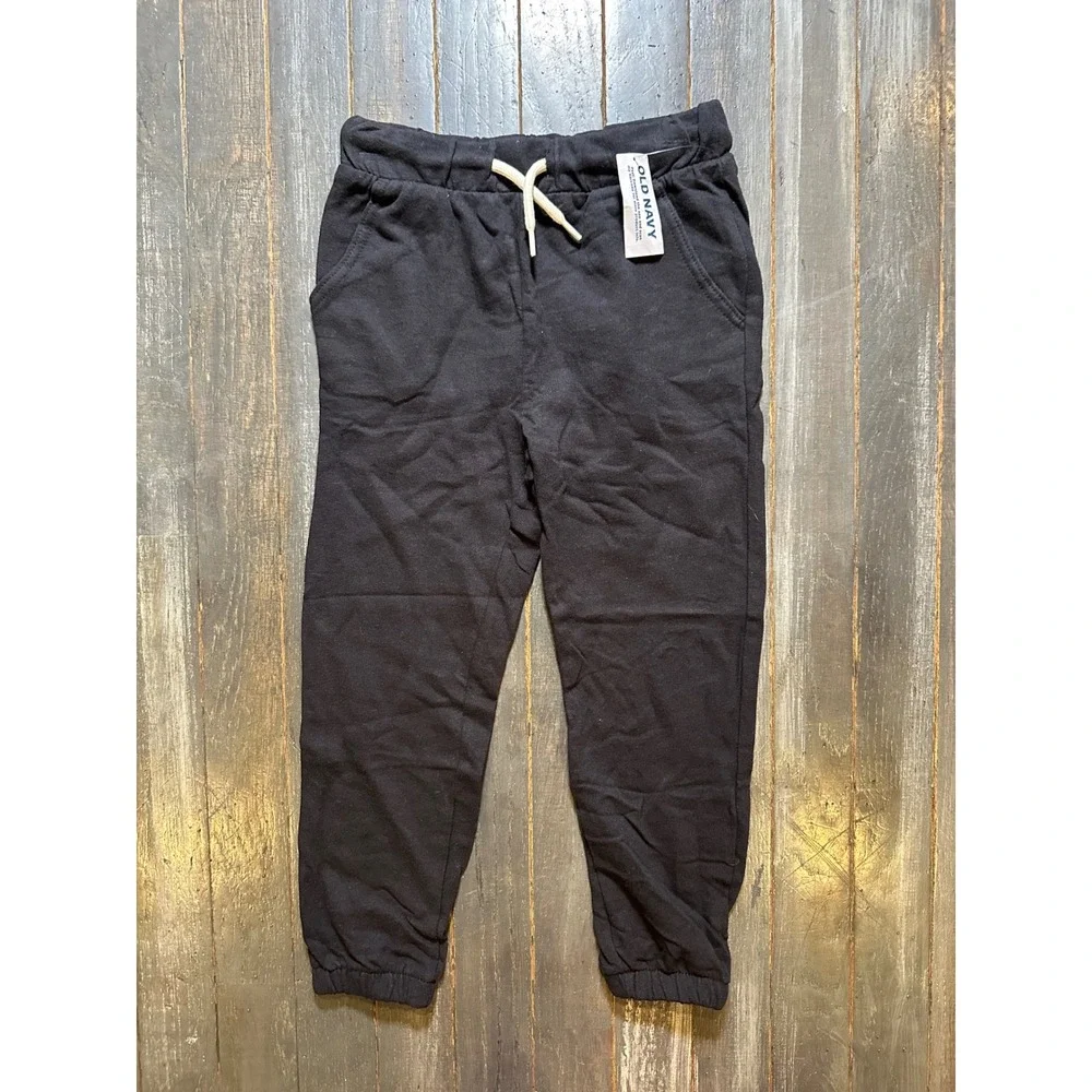 Old Navy Kids Black Fleece Lined Jogger Sweatpants Drawstring Pockets